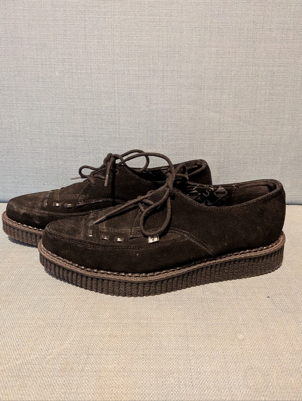 Black Suede Lace-Up Platform Shoes